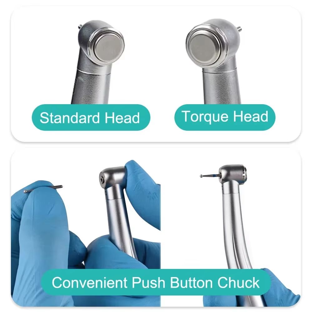 Dental LED High Speed Handpiece Air Turbine with Push Button Ceramic Bearing and Water Spray