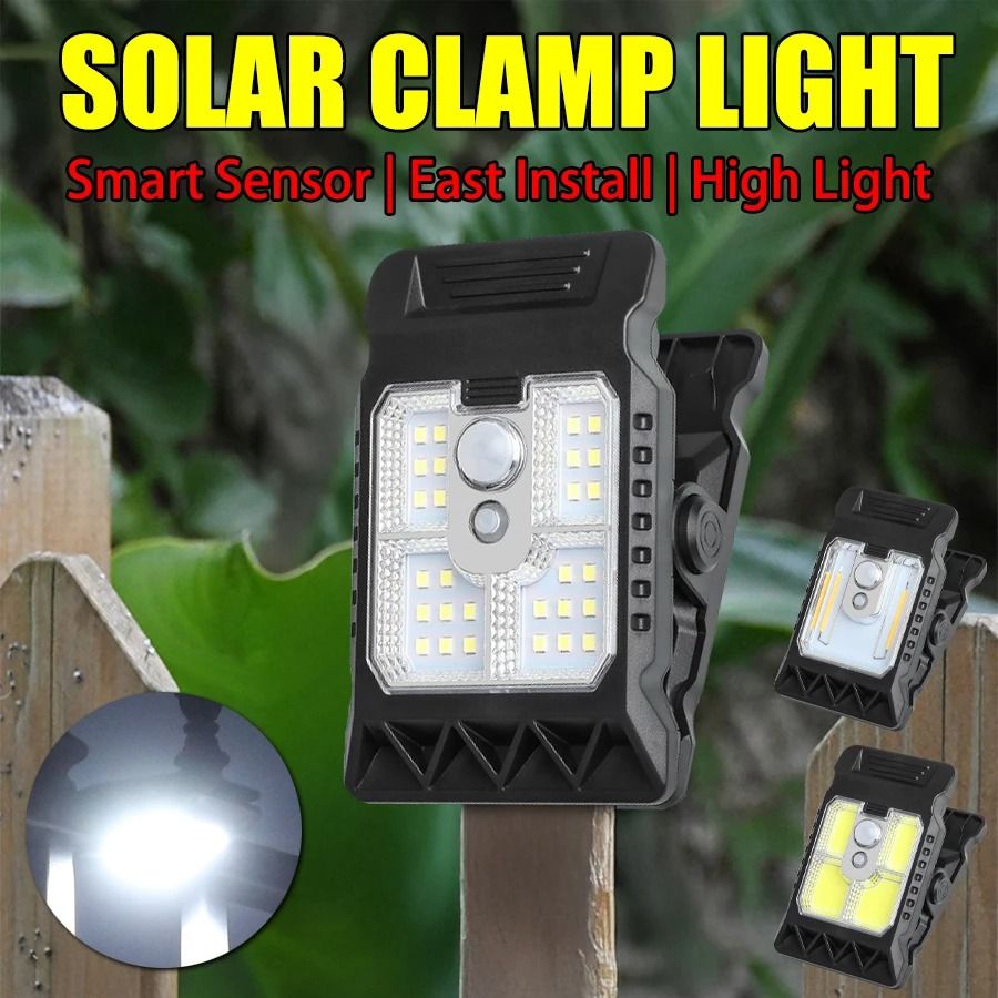 Outdoor Solar LED Clip Light with Motion Sensor for Garden and Camping