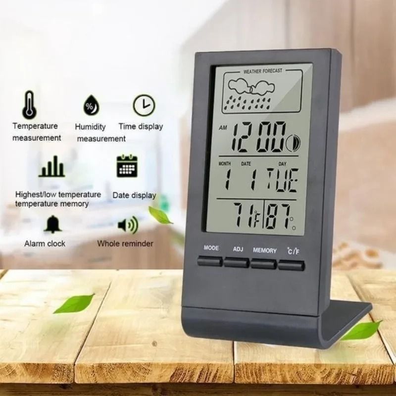 LED Digital Weather Station Clock with Thermometer and Hygrometer
