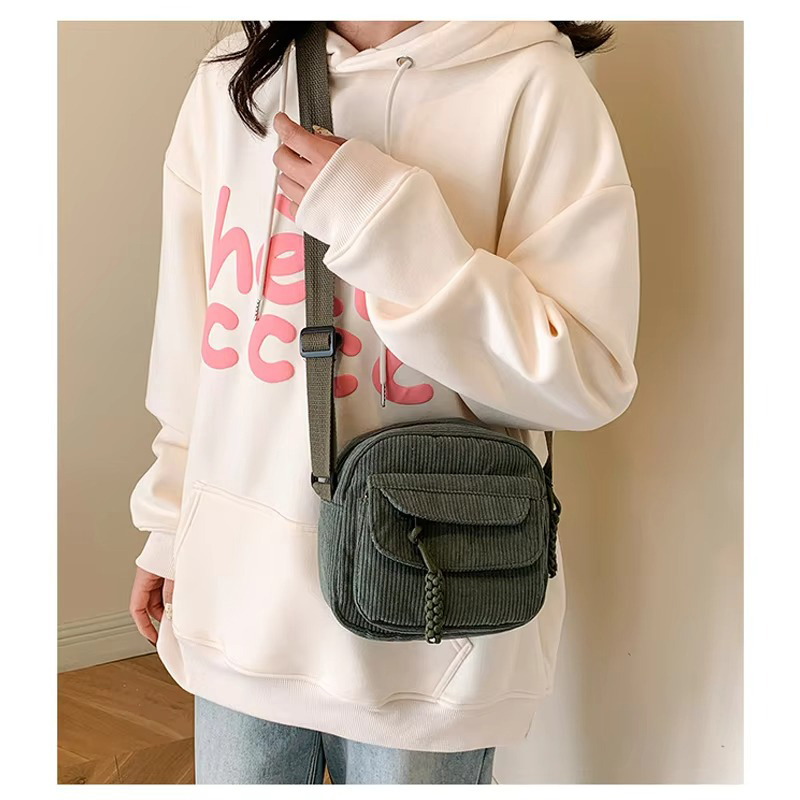 Casual Harajuku Style Crossbody Bag for Women, Multi Pockets, Adjustable Strap, Zipper Closure