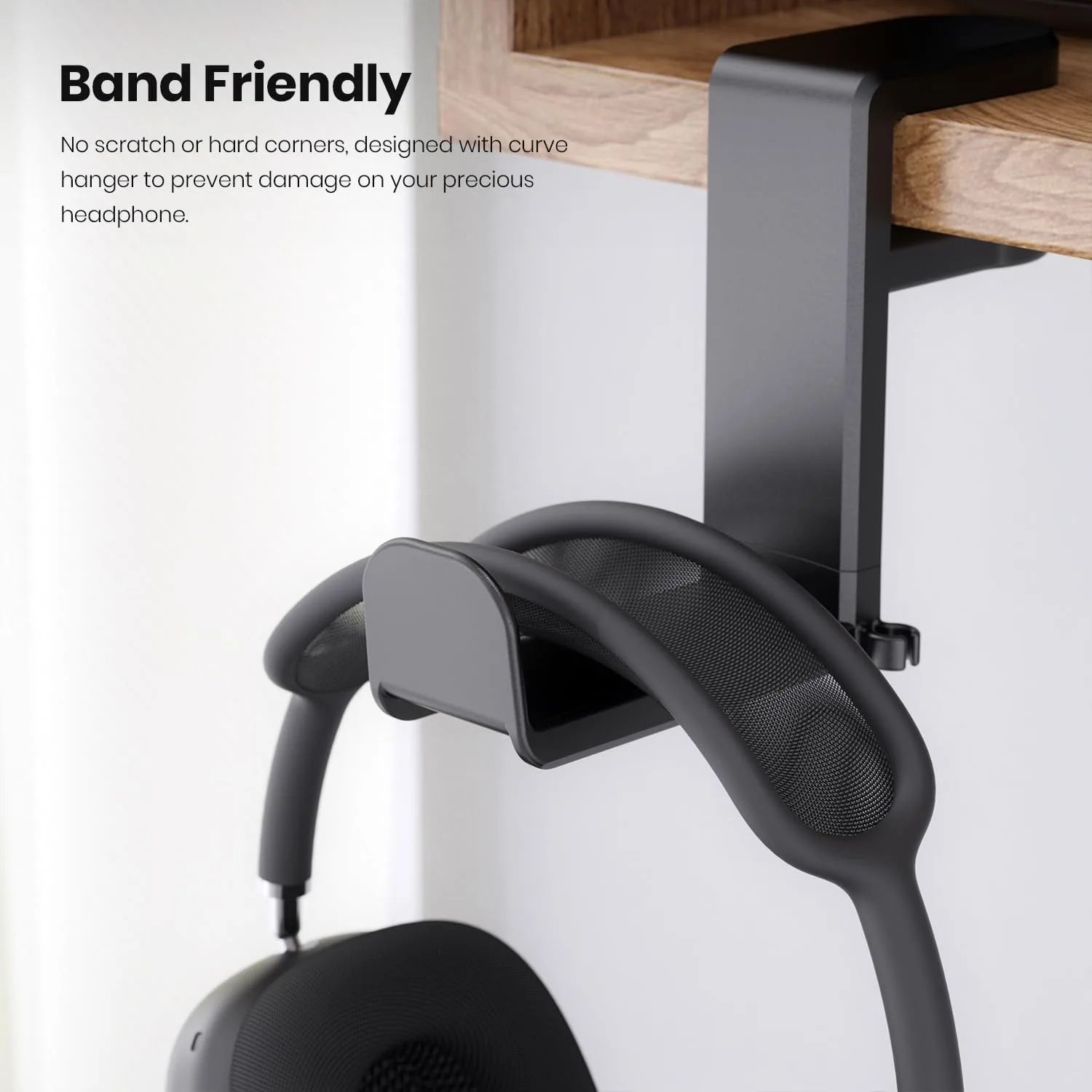 360° Rotating No-Drill Desk Headphone Hanger Clip - Under Desk Headset Holder & Multi-Purpose Hook