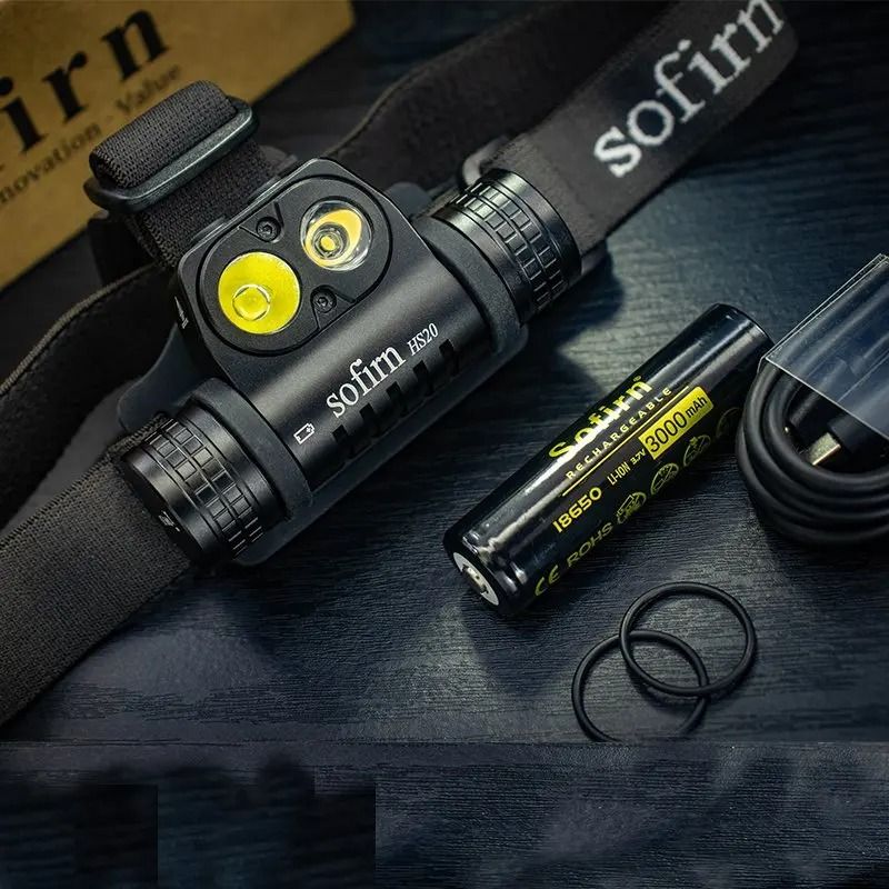 USB Rechargeable LED Headlamp with Dual Spotlight and Floodlight