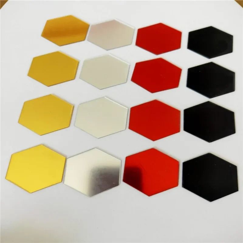 Hexagon Acrylic Mirror Wall Stickers Self Adhesive Mosaic Tiles Decor Set