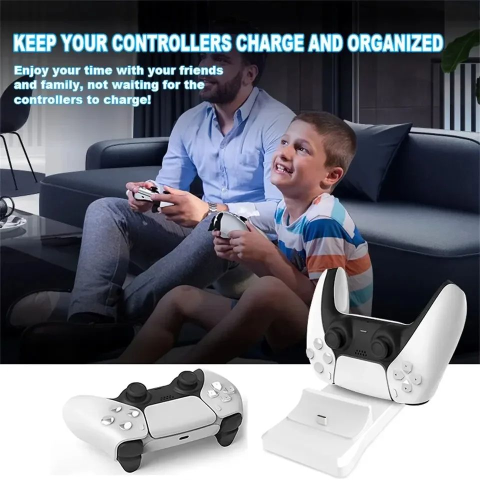 GAMINJA Dual Controller Charging Stand for PlayStation, Fast Controller Charger Station with AC Adapter