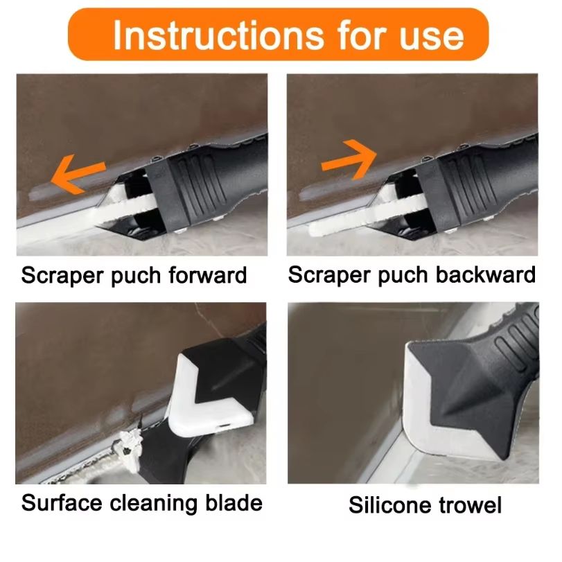 5-in-1 Silicone Scraper and Caulking Tool Set with Grout and Mould Removal