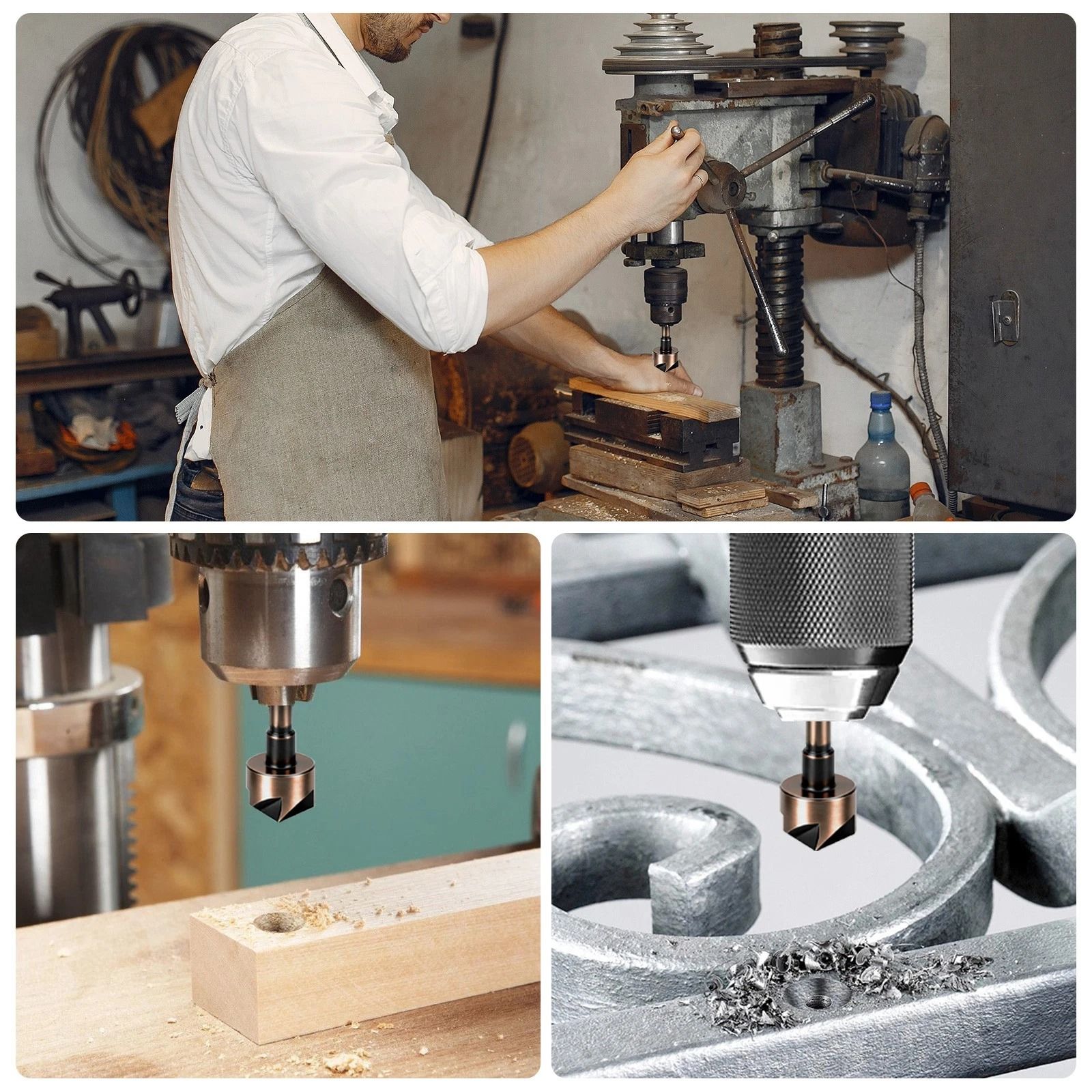 Countersink Drill Bit Set – Flute Bits for Wood, Metal, and Plastic