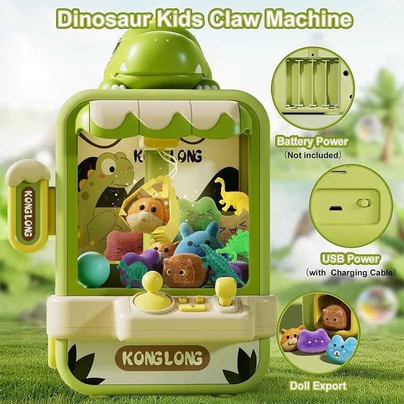 Dinosaur Claw Machine Toy with Music and Adjustable Arm