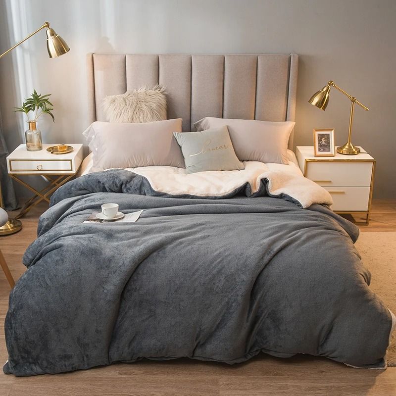 Wool Throw Blanket Keep Warm Winter Bed Blankets Double Sided Queen Duvet