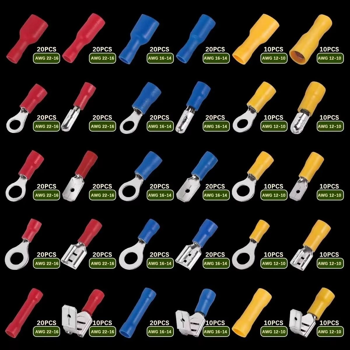 All-In-One Insulated Crimp Terminal Connector Kit – Male & Female Wire Terminal Assortment