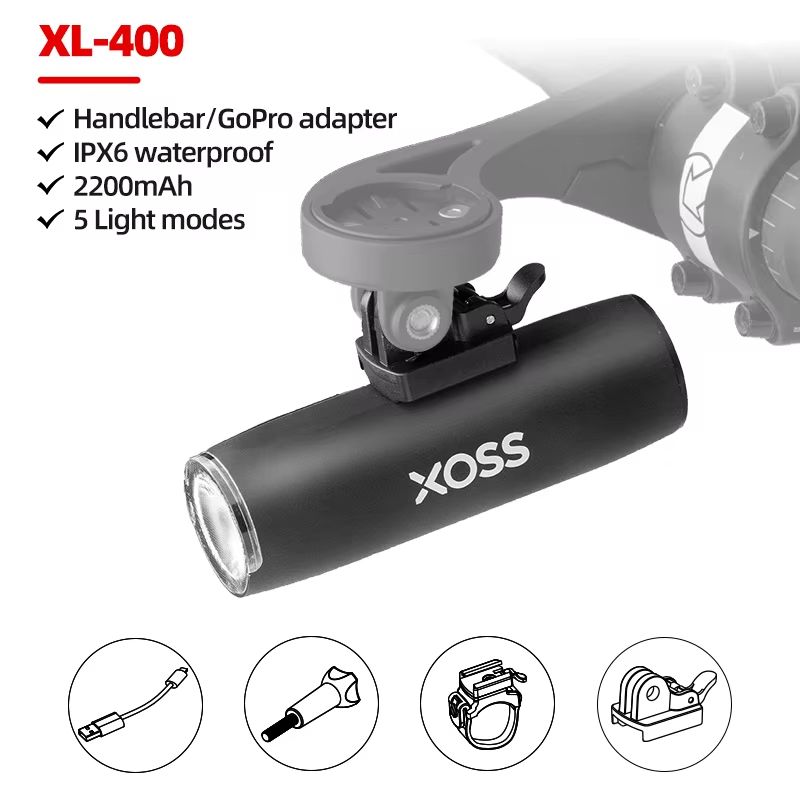 XOSS XL1200 Bike Headlight – 200–3000 Lumen Waterproof Rechargeable Front Bicycle Light with Aluminum Body