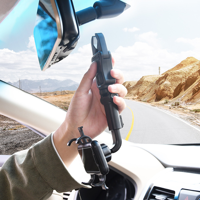 Rearview Mirror Universal Flexible Holder for iPhone, 360 Degree Adjustable Car Phone Holder, Easy Clip Mount Stand