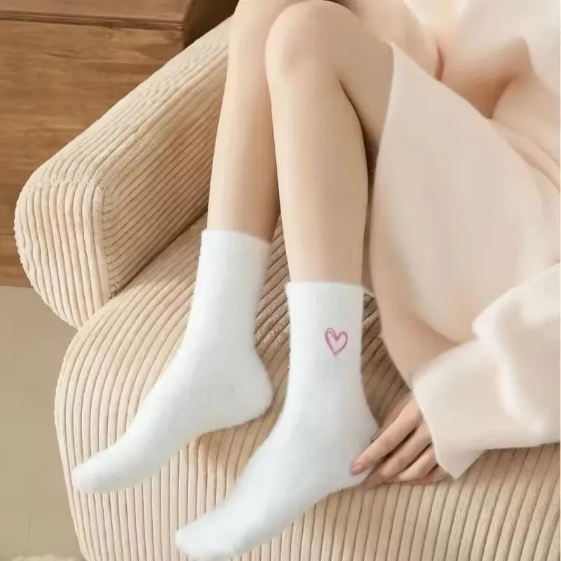 Womens Thickened Mink Fur Socks 5-Pair Set Warm Plush Home Sleepwear