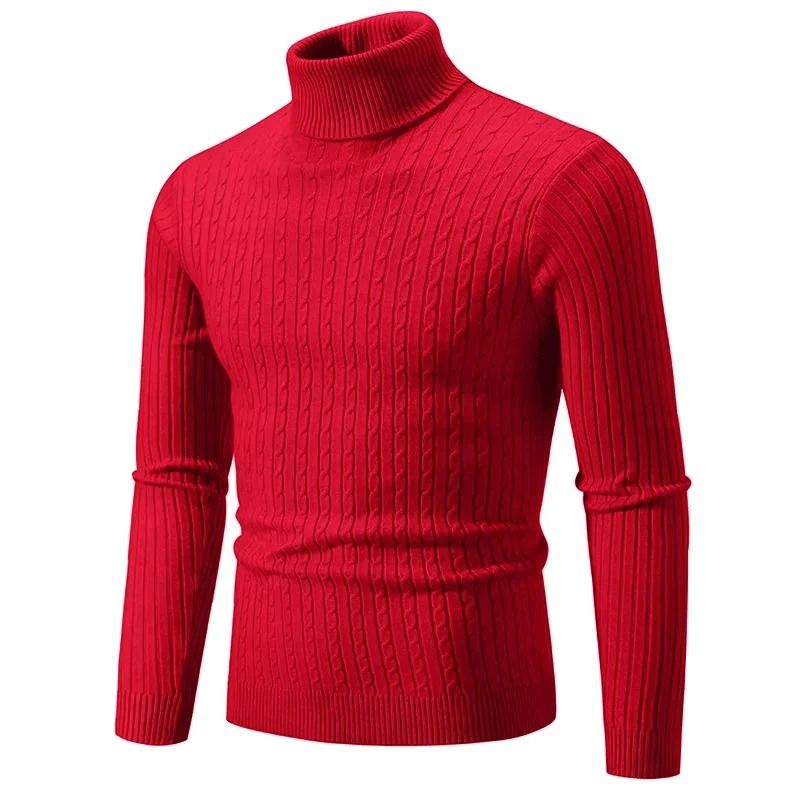 Winter High Neck Thick Warm Sweater Men Slim Fit Pullover Knitwear