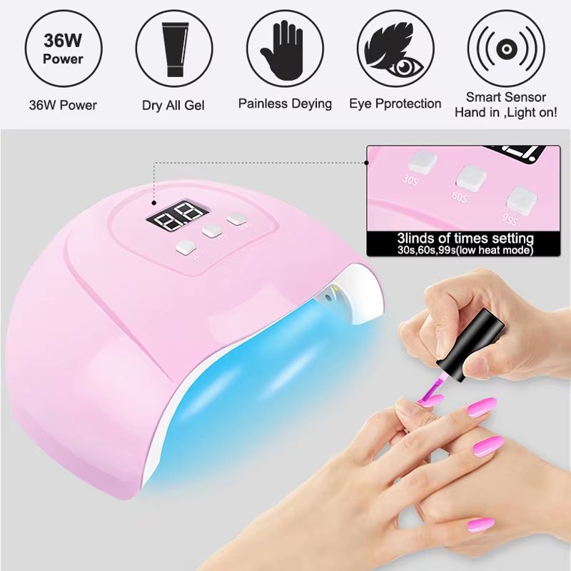 Gel Nail Polish Kit with UV Nail Lamp & Electric Drill – Complete Soak Off Gel Nail Kit with Base & Top Coat