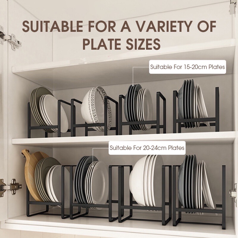 Plate Storage Rack for Kitchen Countertop Layered Dish Organizer, Space-Saving Storage Drawer