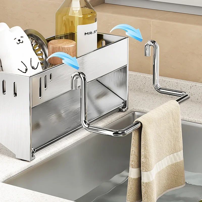 SteelDry Stainless Steel Sink Storage Rack Large-Capacity Sponge & Dishcloth Organizer