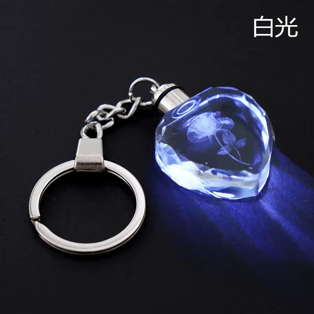 Fairy Rose Heart Crystal LED Keychain Lover Gift Bag Charm