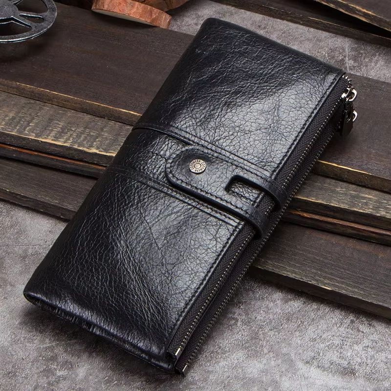 CONTACT'S Genuine Leather Men Clutch Wallet with Zipper Coin Pocket