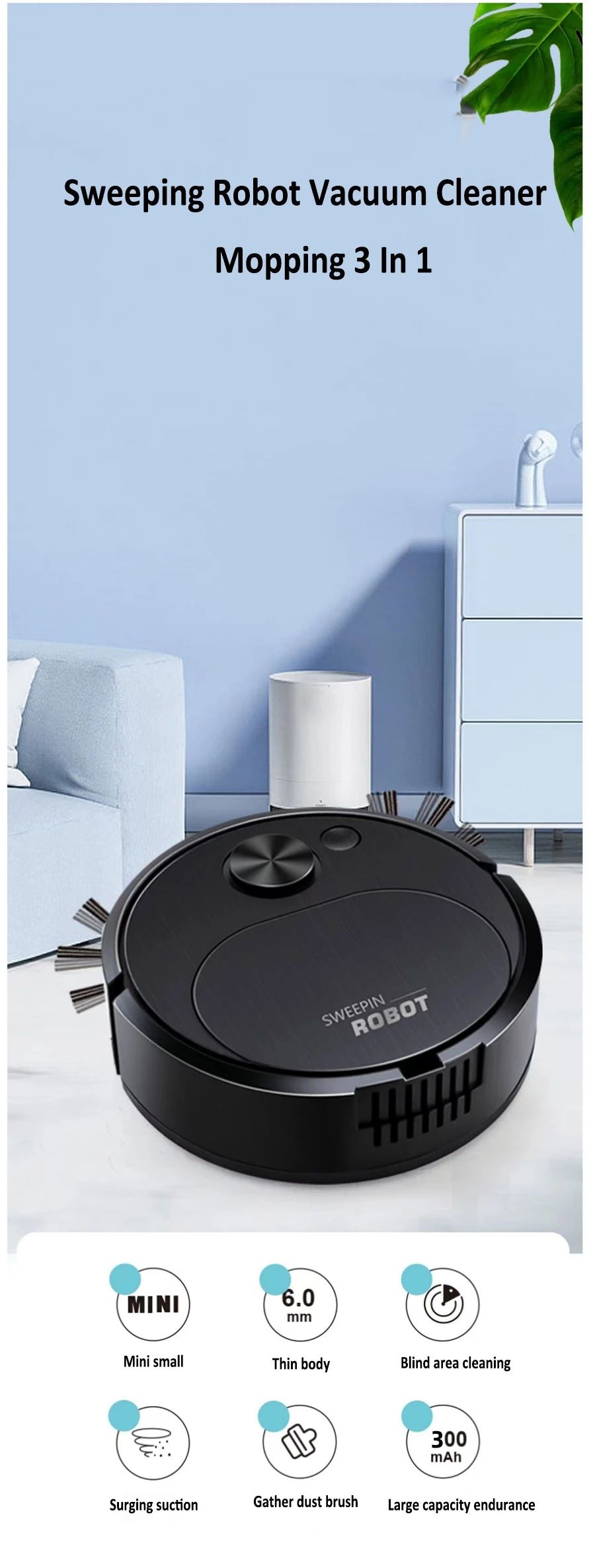 Smart 3 in 1 Robot Vacuum Cleaner with Mopping