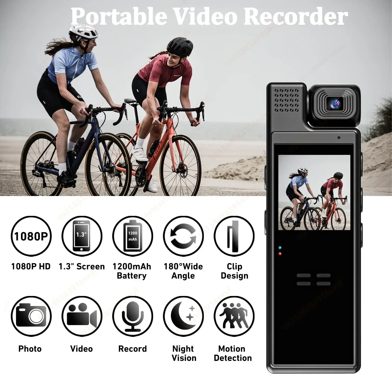 Mini 8K HD Clip on Action Camera with Night Vision and 180 Degree Rotatable Lens