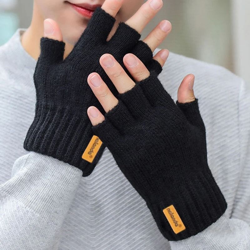 Knitted Thermal Winter Gloves – Plush Lined Touchscreen Fingerless & Full-Finger Hybrid for Men & Women
