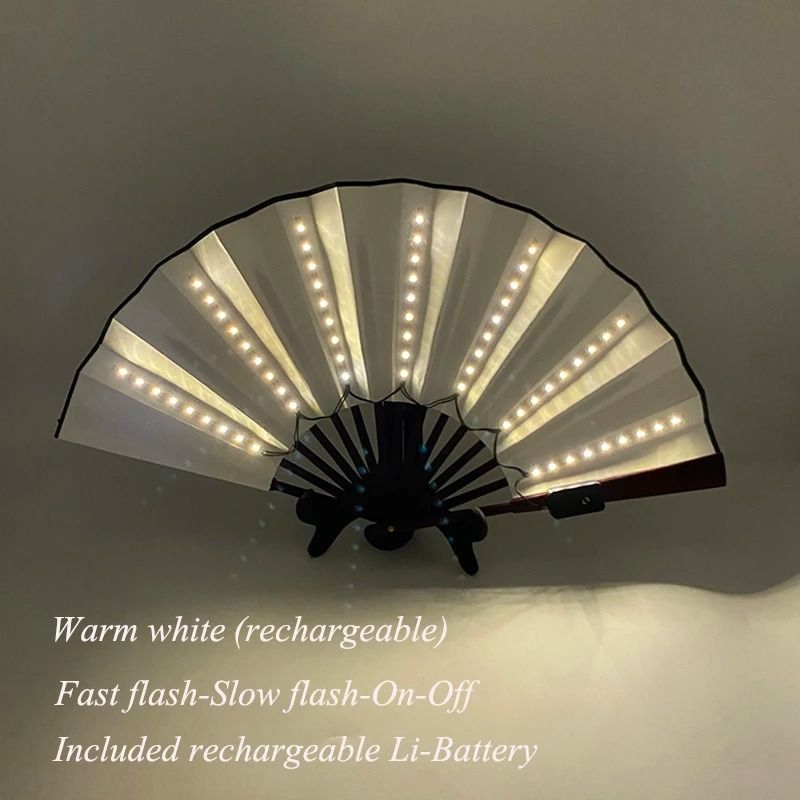 LED Folding Fan Light Up Hand Fan Glowing Party Festival Fan