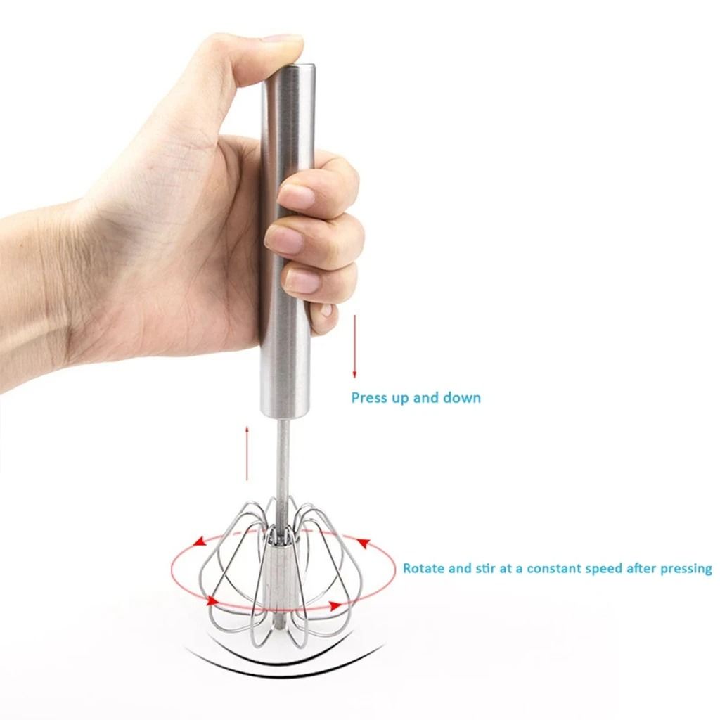 Semi Automatic Mixer Whisk Egg Beater Stainless Steel Manual Hand Mixer