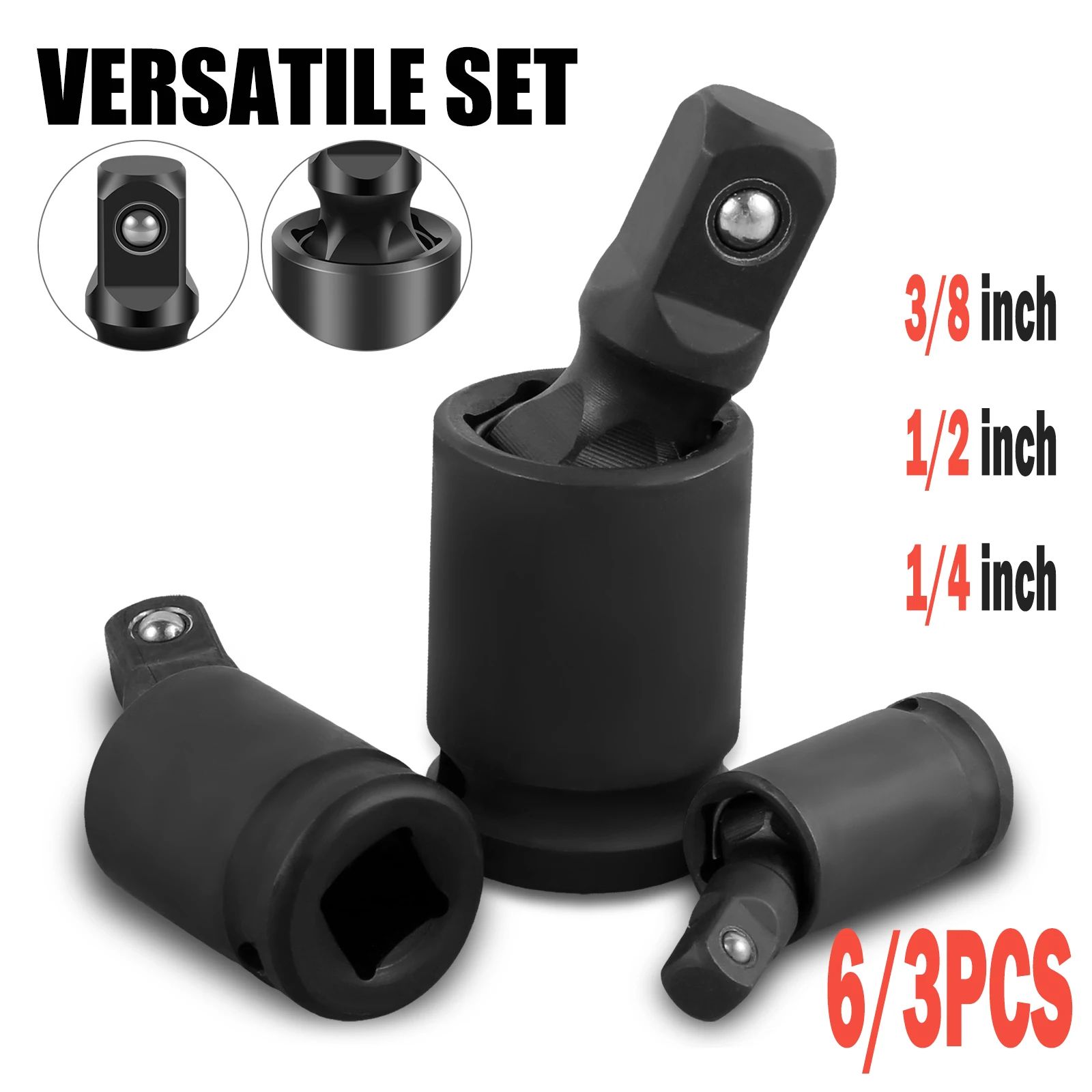 Universal Joint Socket Adapter Set for Impact Wrench Flexible Swivel Tool Extension