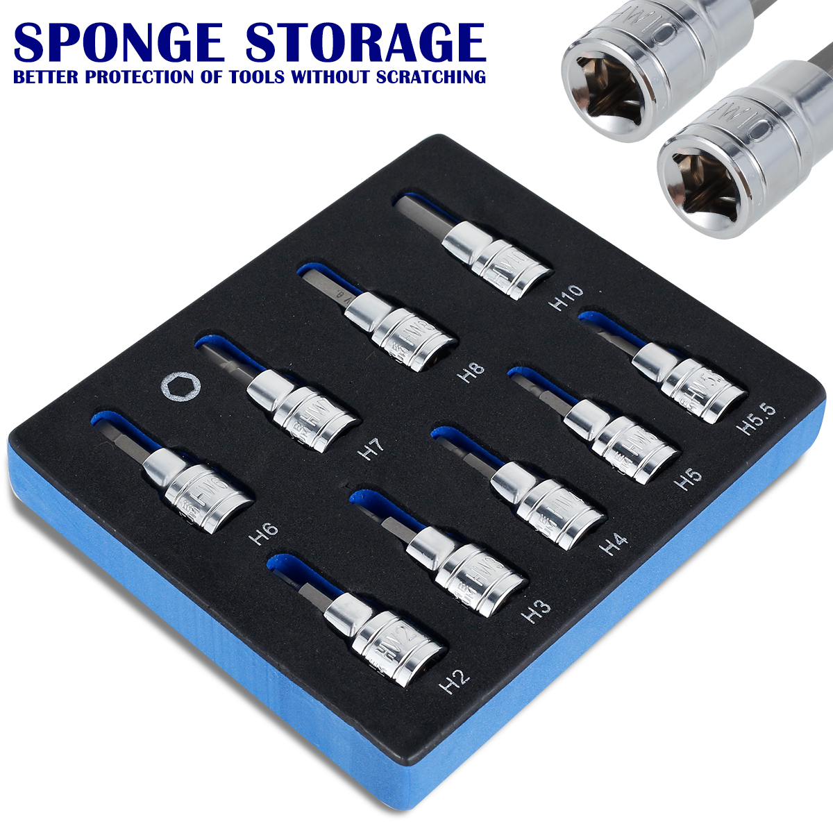 Socket Set, Sturdy Allen Key Sockets, Professional 3/8inch Drive Drill, Durable Impact Socket Set, Metric Tools Kit