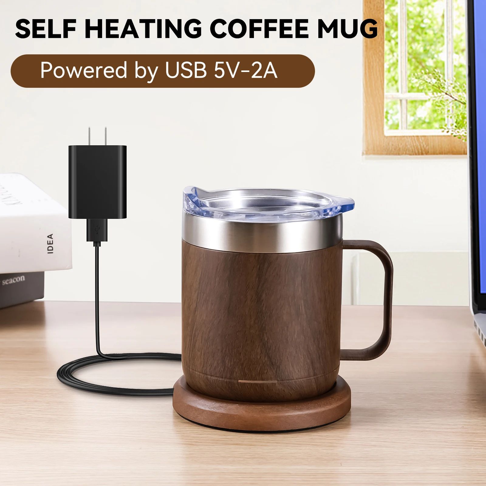 Self Heating Smart Coffee Mug with USB 55C Warmer