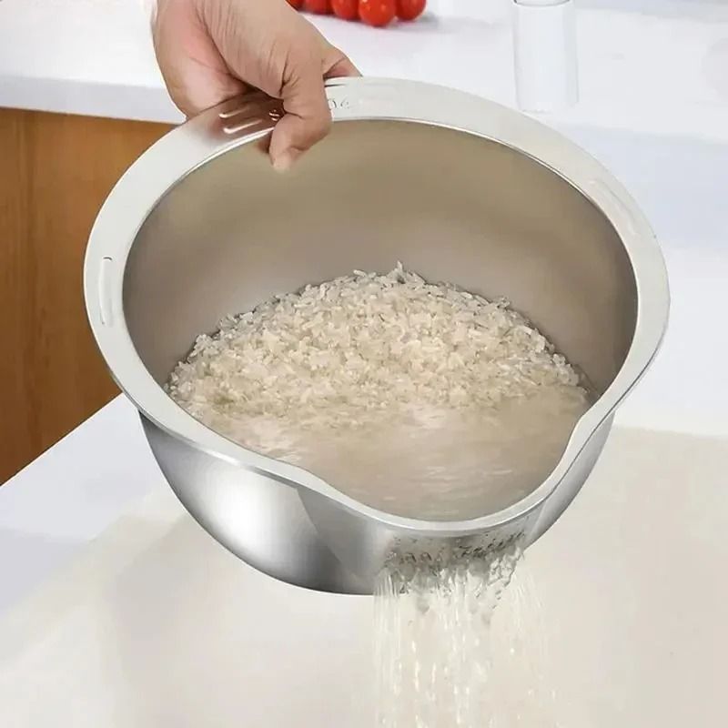 Stainless Steel Rice Washer Strainer Bowl 304 Kitchen Colander