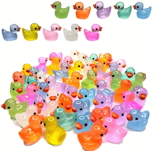 Glowing Mini Duck Figurines Set – Resin Fairy Garden & Micro Landscape Decor