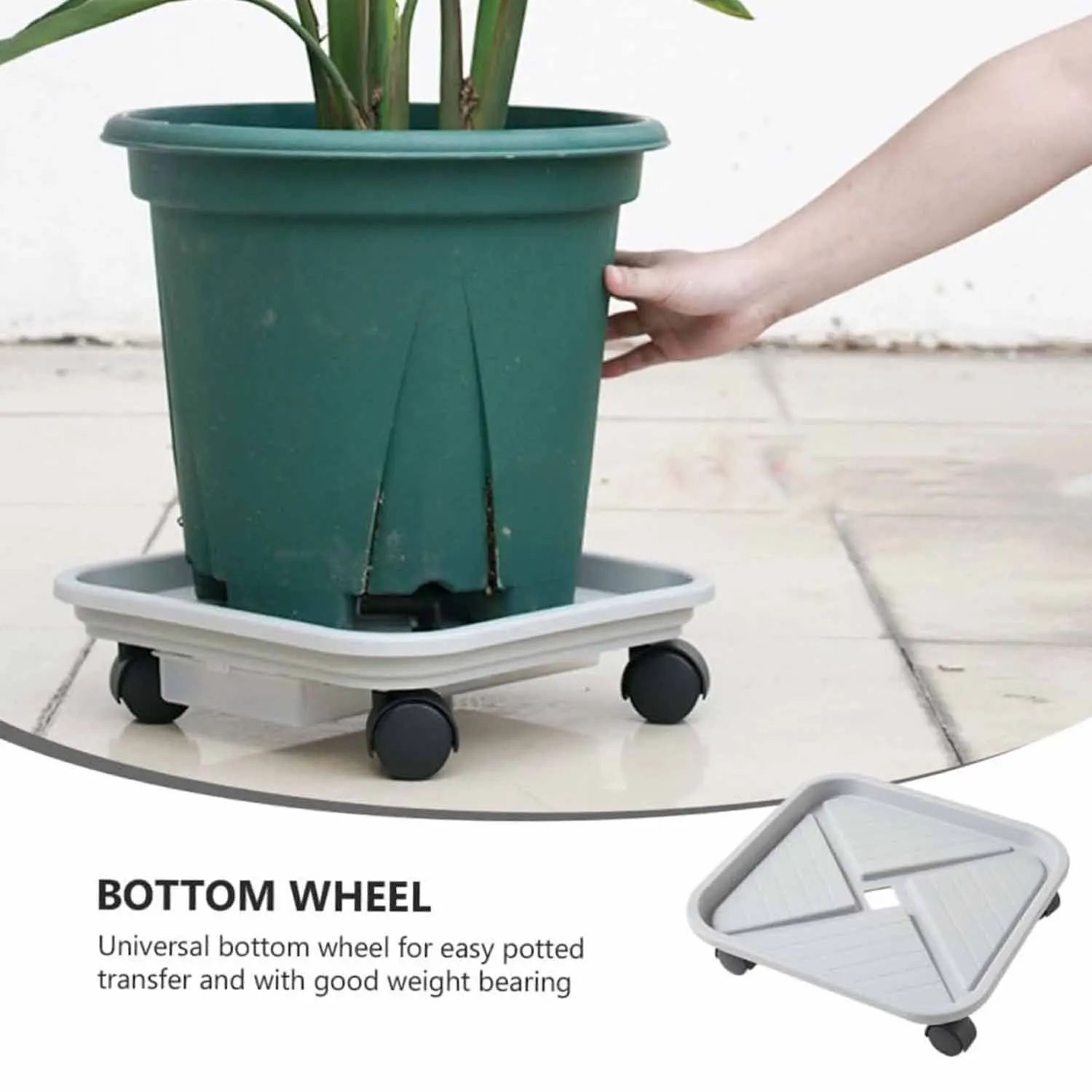 Rolling Plant Caddy with Drainage Tray – Square Wheeled Flower Pot Mover & Garden Plant Stand