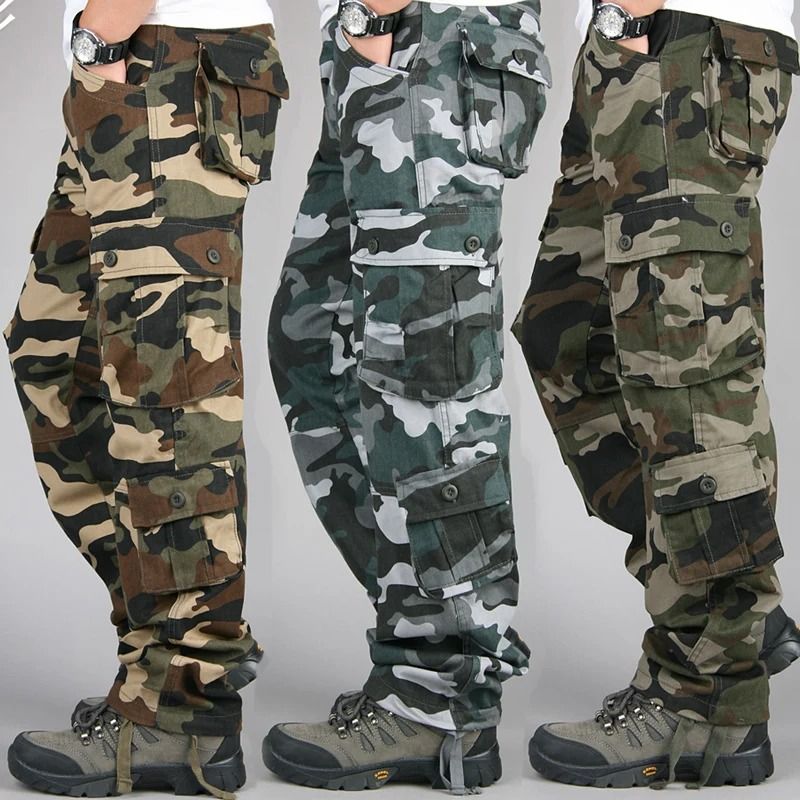 Mens Tactical Camouflage Overalls High-Quality Multi-Pocket Work Pants