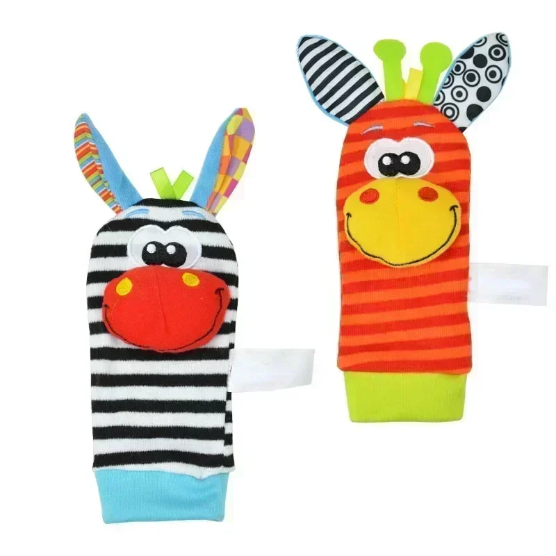 Toddler Socks with Bug Wrist Strap + Rattle Baby Animal Foot Socks Pacifier Toys