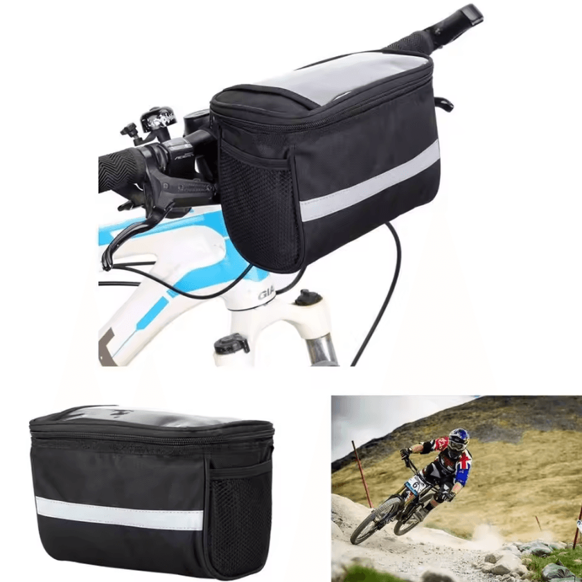 Reflective Bicycle Handlebar Bag – Waterproof Front Tube Storage for Cycling Essentials