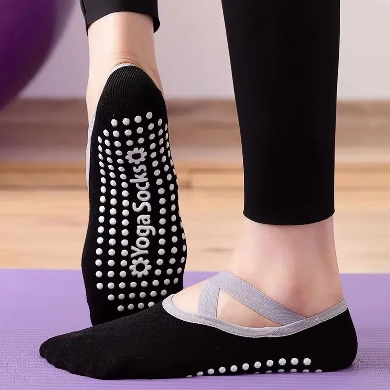 Breathable Towel Bottom Yoga Socks Women Silicone Non Slip Bandage Pilates Ladies Ballet Dance Socks