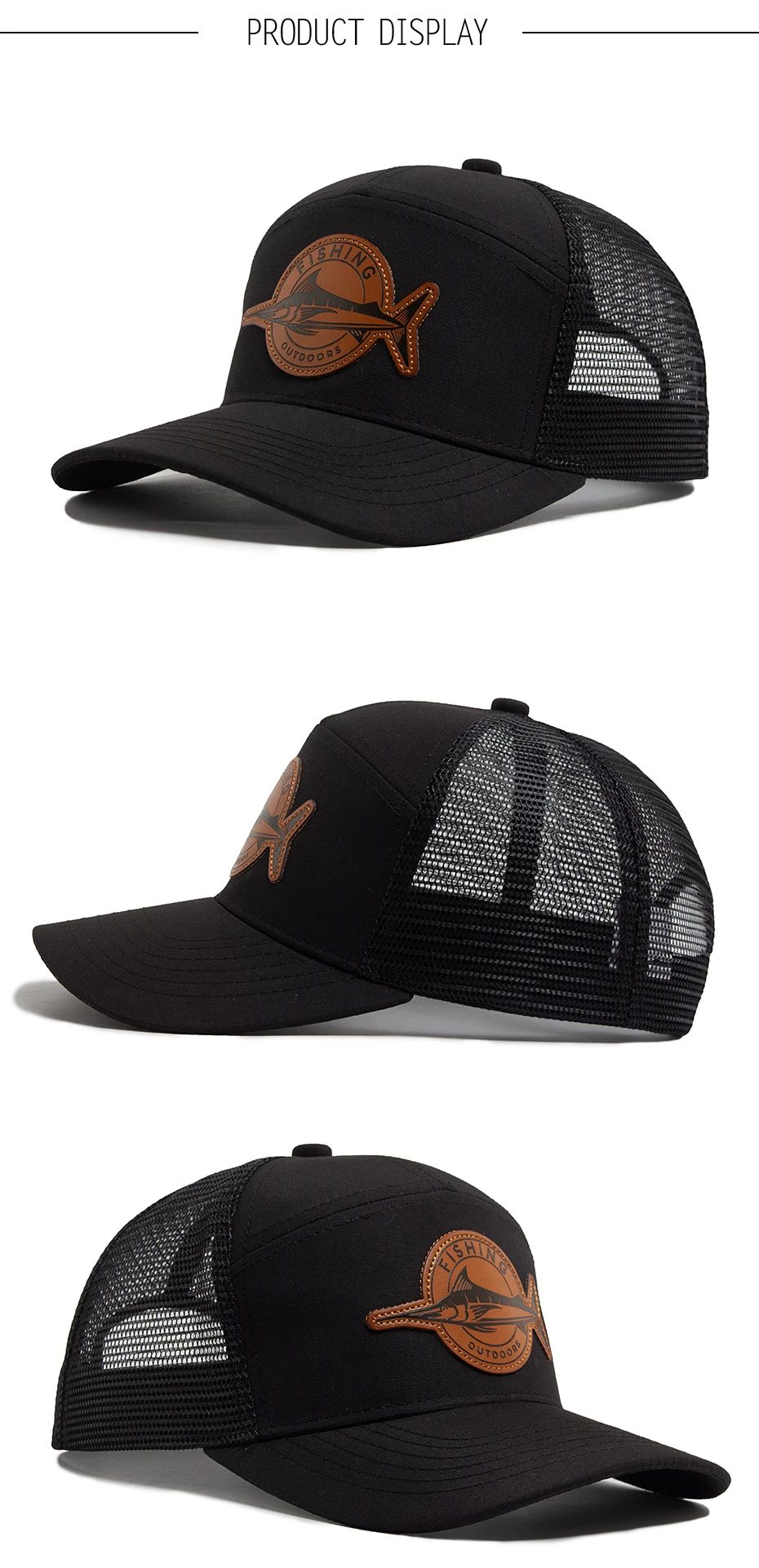 Shark Leather Label 7 Panel Mesh Trucker Cap