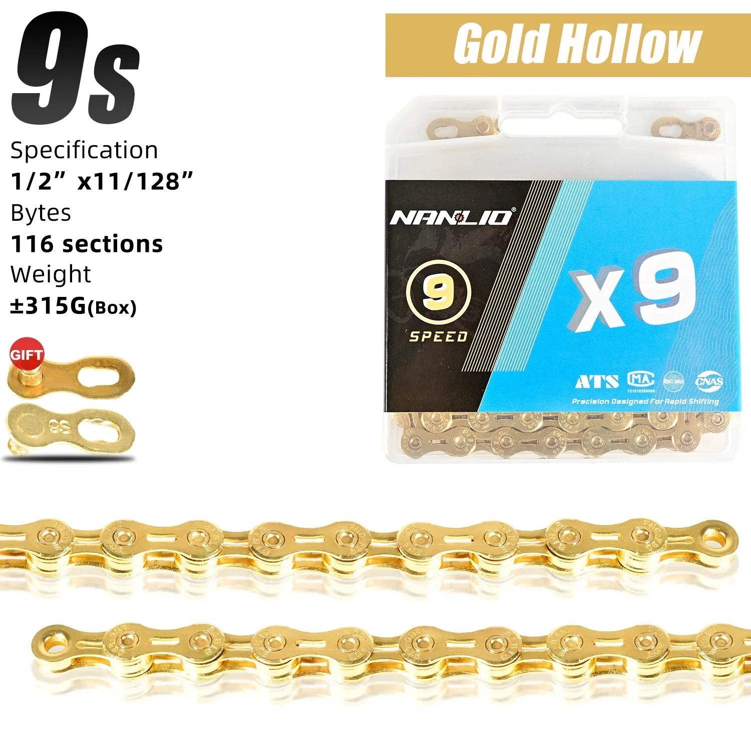 Nanlio Bike Chain X8 X9 X10 X11 X12 Variable Speed 116L 126L