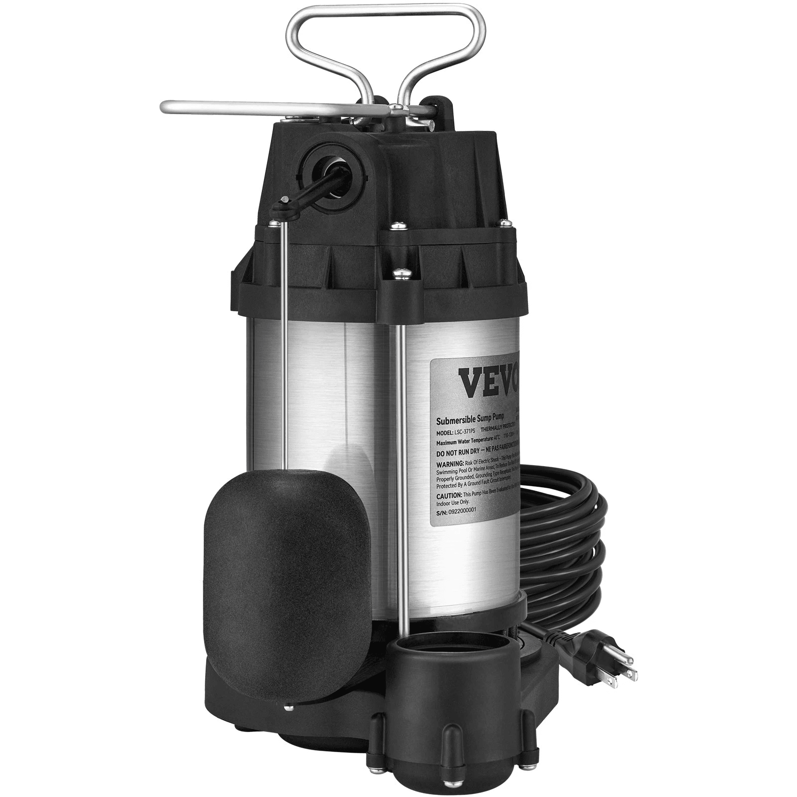 HP Submersible Sump Pump GPH Heavy Duty Basement Water Pump for Fast Flood Drainage