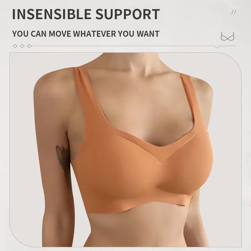 3PCS Women's Ice Silk Seamless Bras – Padded Push-Up Bralette Tops for Summer Comfort & Sleep