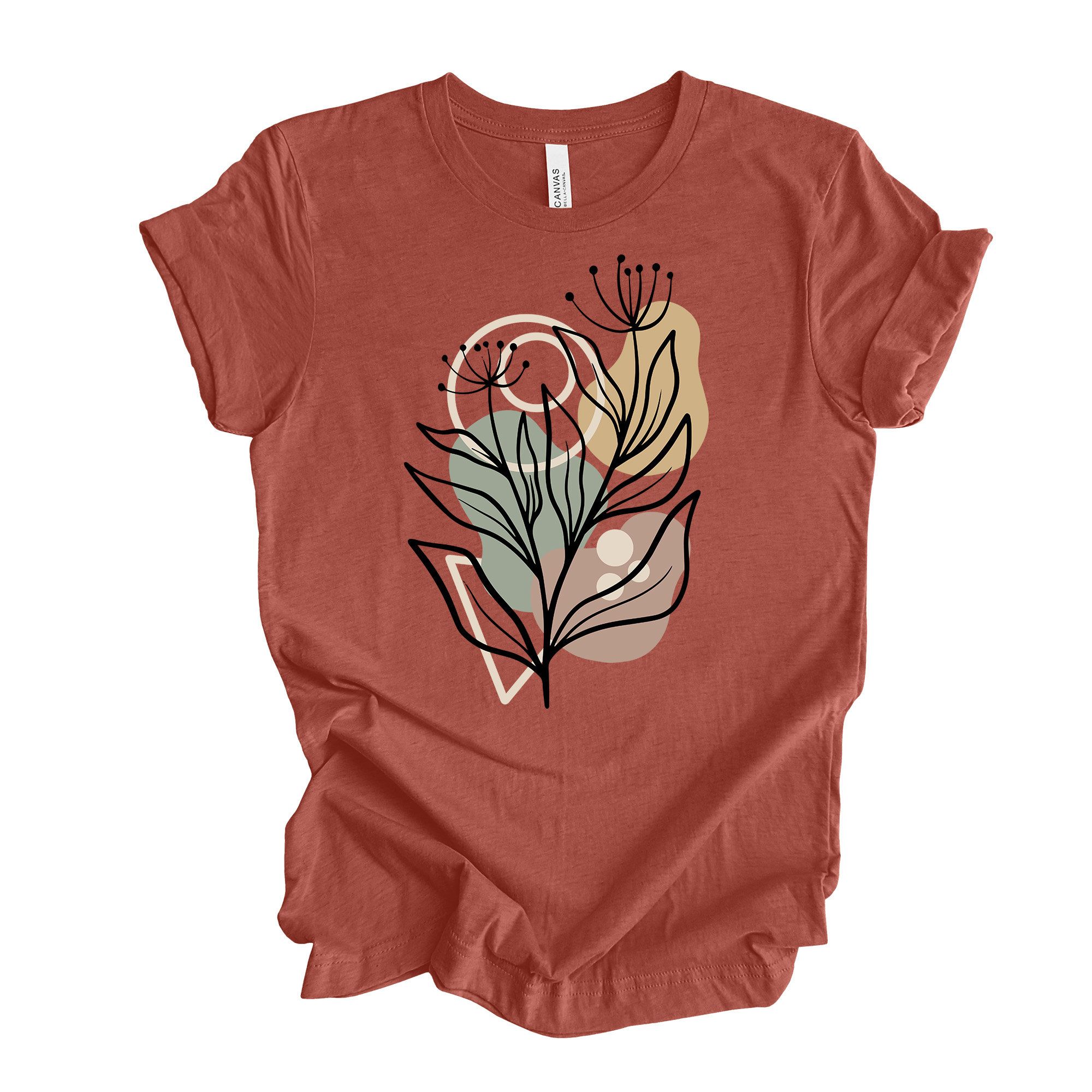 Abstract Floral Shirt Boho Minimalist Flower Graphic Tee Artistic Aesthetic Gift