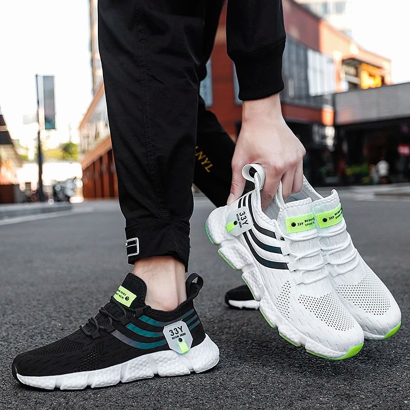Mens Breathable Mesh Sneakers - Lightweight Walking & Running Shoes with Rubber Grip