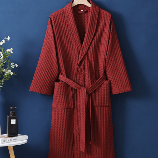 Cotton Couple Robe Waffle Bathrobe Gown, Yukata , Women Sleepwear, Casual Home Clothes, Spring Summer Loungewear