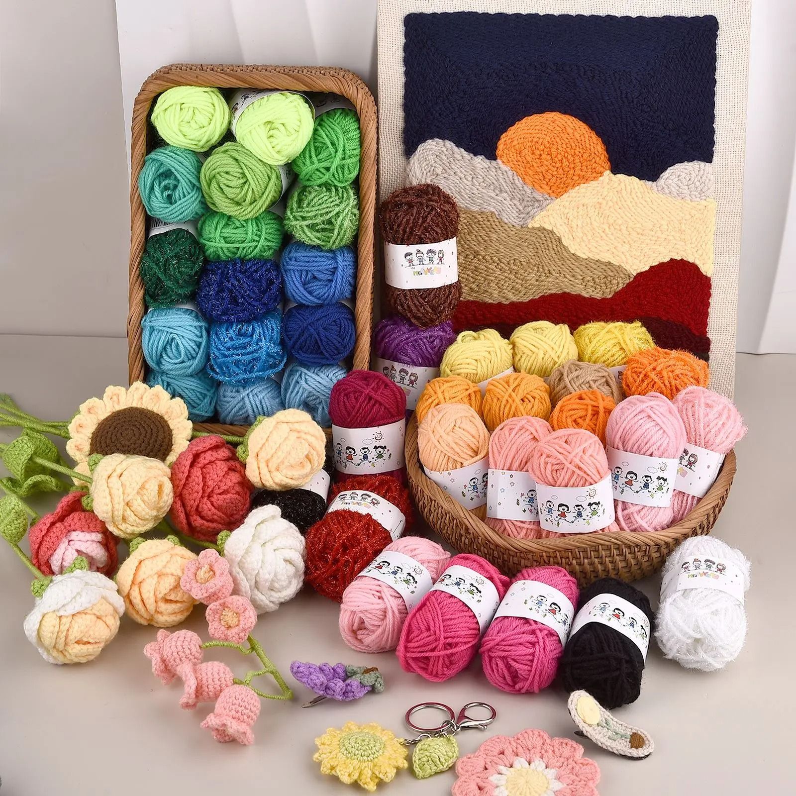 12 Color Acrylic Yarn Set for Kids DIY Knitting and Crochet Crafts