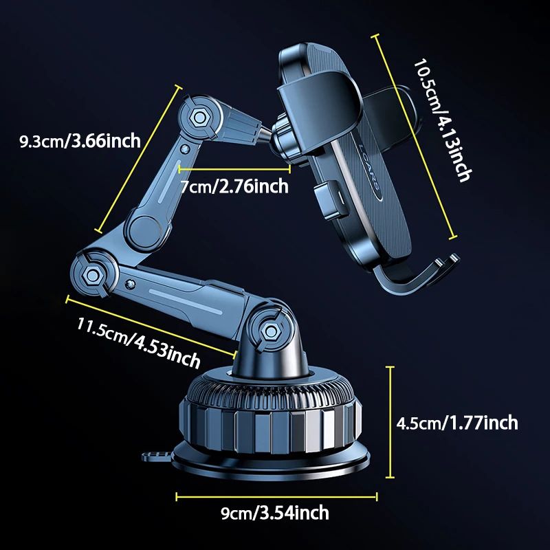 Ultra-Stable Car Phone Mount with Strong Suction Cup, Anti-Vibration Dashboard Holder, 360° Rotating