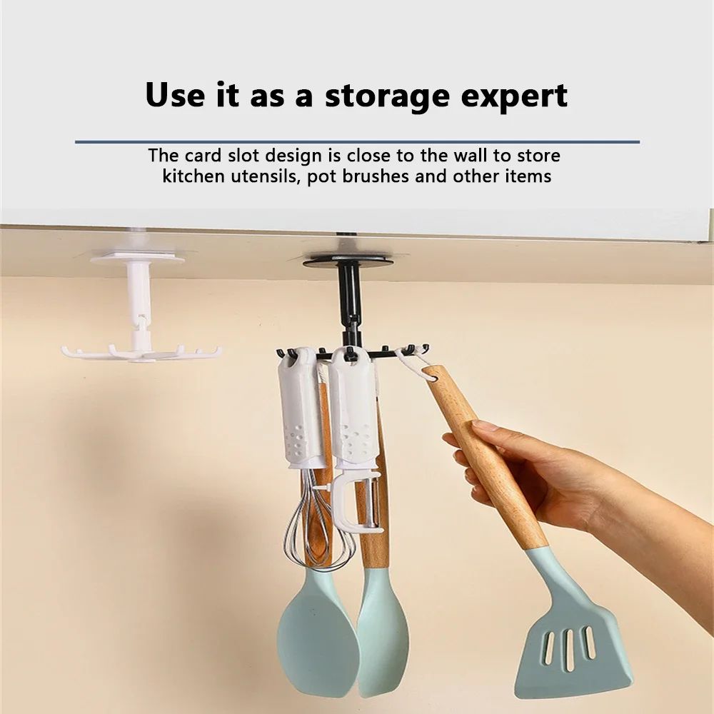 Rotatable 7-Claw 360° Punch Free Self-Adhesive Hook for Kitchen and Bathroom