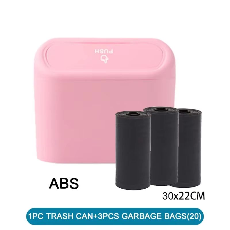 Leak-Proof Car Trash Can with Lid Mini Garbage Bin and 300 Bags