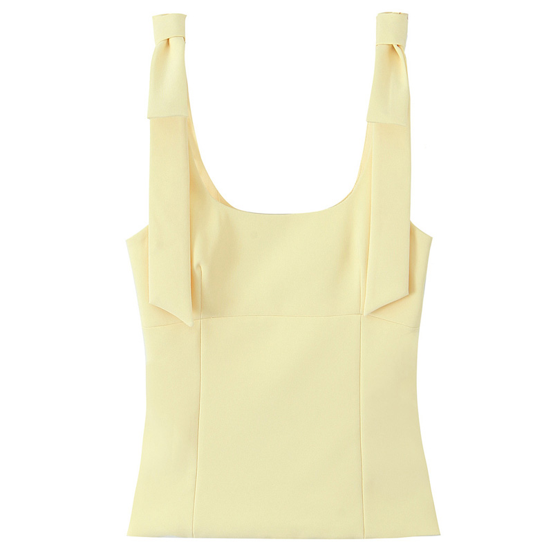 Summer Butterfly Crop Top Woman, Yellow White Slip Top, Off Shoulder Tank Top, Cute Bow Design, Sleeveless Backless Tops