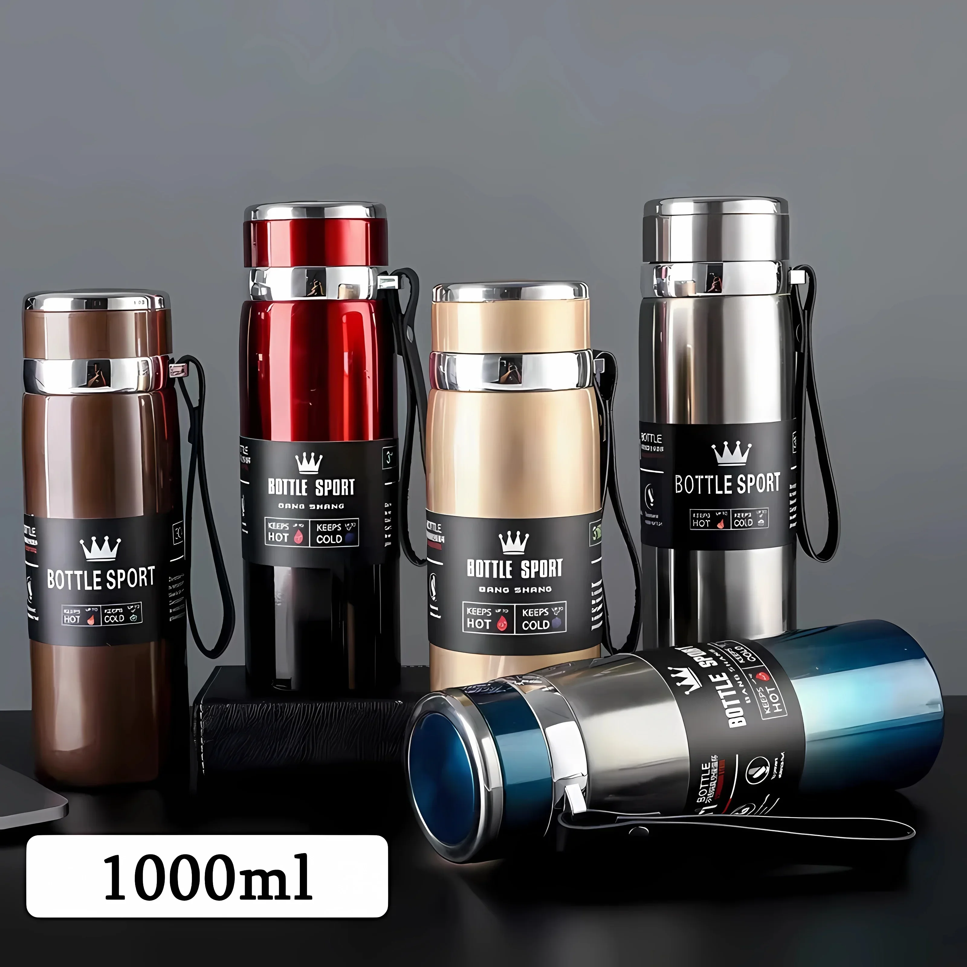 Stainless Steel Thermal Water Bottle Keeps Hot Cold for Hours, Perfect for Tea, Coffee, and Water